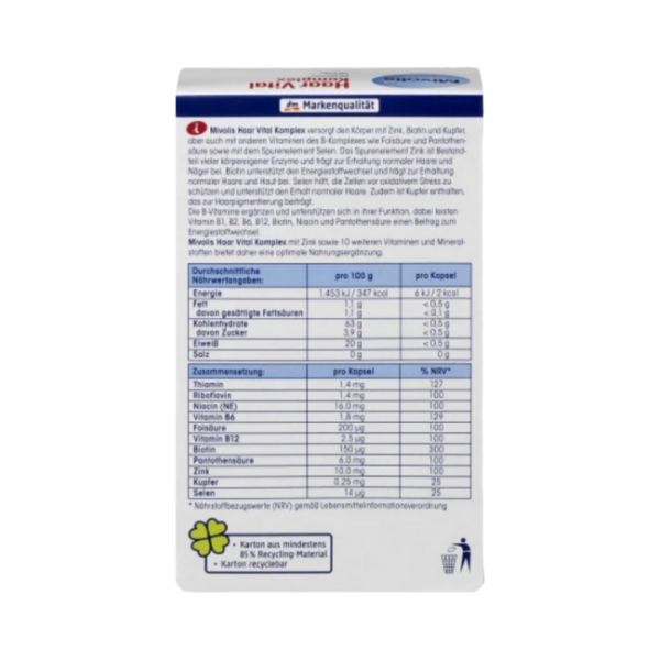 Mivolis Haar Vital Komplex, Kapseln 60 St., 26 g 健髮營養膠囊 60入 - MunichStars