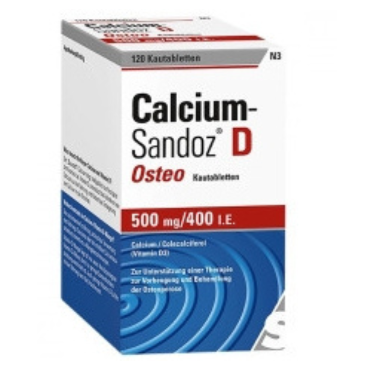 德國Calcium Sandoz D Osteo 500mg 鈣咀嚼片 Kautabletten 120片裝