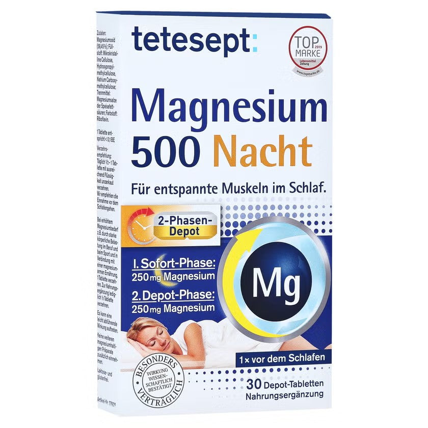 Tetesept 高劑量鎂 500 夜間片劑 30 片