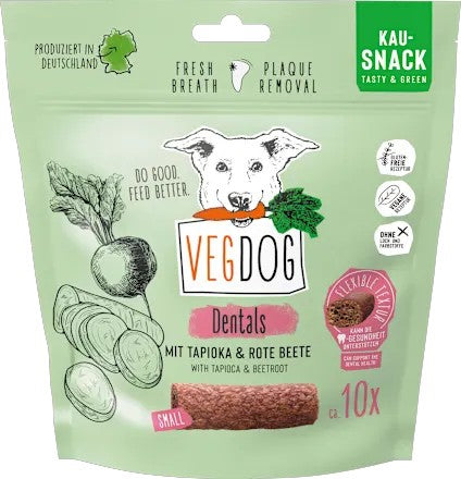 VEGDOG 德國蔬食 甜菜根和木薯狗咬膠零食，潔牙棒，120克