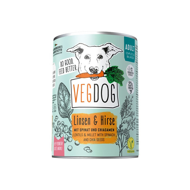 VEGDOG German Vegetarian Adult Dog ADULT Linsen &amp;amp; Hirse 400g
