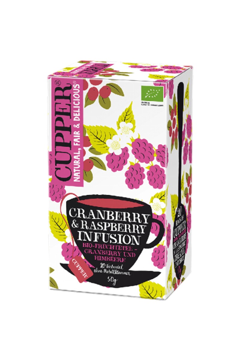 Cupper BIO Certified Organic Tea Cranberry &amp;amp; Raspberry Fruit Tea 20 pcs (20 x 2,5 g)