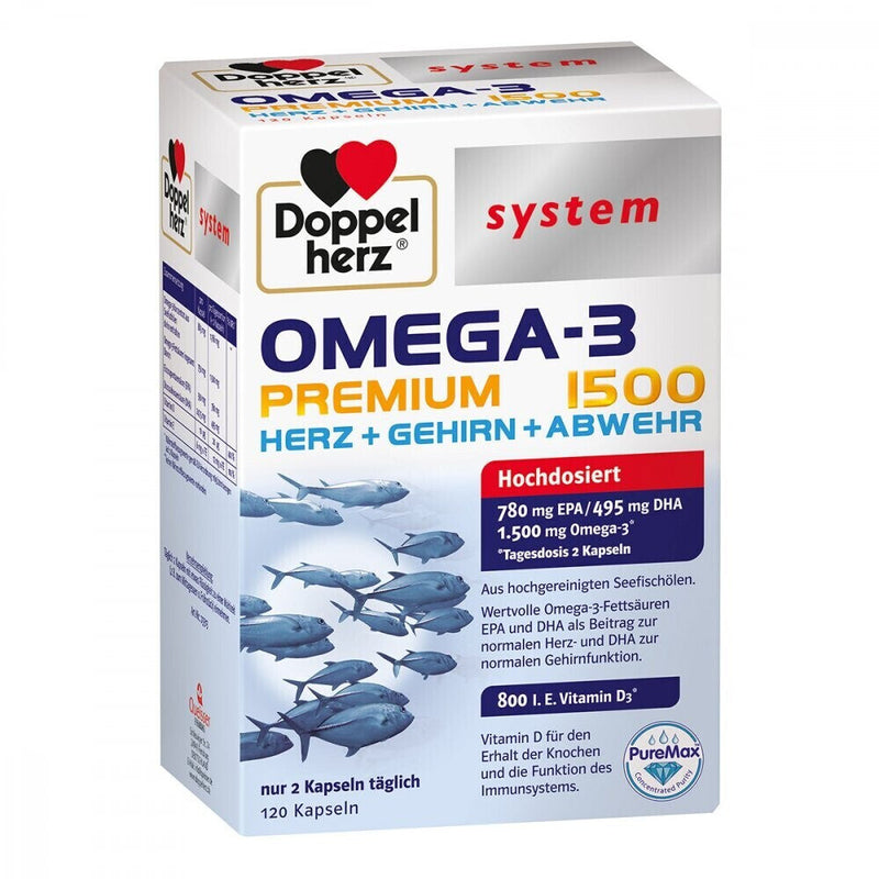 多寶 Doppelherz system 高濃度深海魚油 維生素D&amp;E Omega 3 Konzentrat 1500 Kapseln 120 Stk - MunichStars