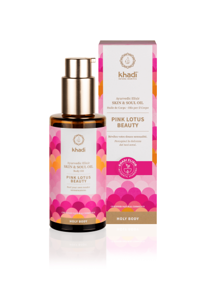 Khadi 玫瑰美容滋潤身體油 100 毫升AYURVEDISCHES ELIXIER SKIN & SOUL KÖRPERÖL PINK LOTUS BEAUTY