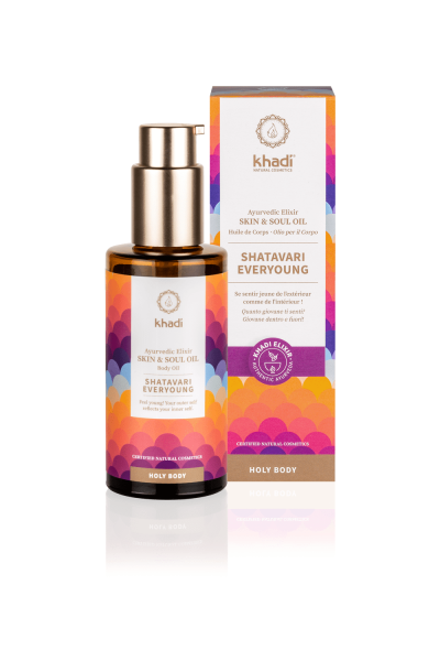 Khadi 緊緻保濕身體油 100 毫升AYURVEDISCHES ELIXIER SKIN & SOUL KÖRPERÖL SHATAVARI EVERYOUNG