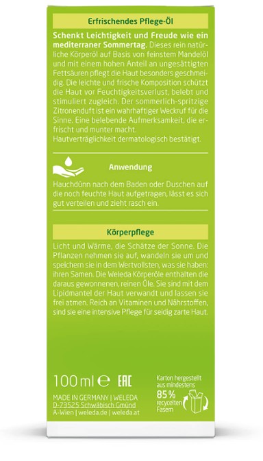 Weleda Citrus Skin Care Massage Oil Citrus Erfrischendes Pflege-Öl 100ml